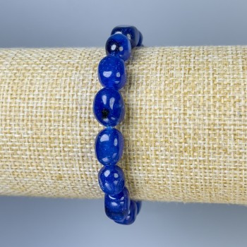 Bracelet with toned quartz resembling lapis lazuli, tumbled beads, 12x9 mm diameter, 18 cm length, stretch