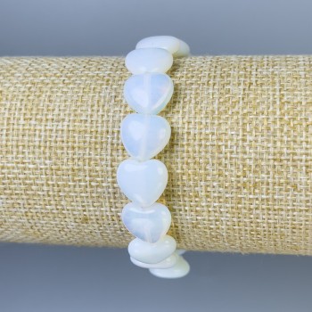 Браслет Місячний камінь серце, діаметр 12х12+-, довжина 18см+- стрейч