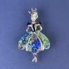 Princess Brooch Pendant in Silver-Tone Metal 50x28 mm ± White Crystal