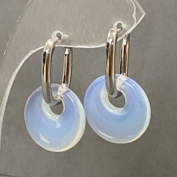 Moonstone donut earrings, 18mm diameter