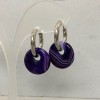 Purple Agate Donut Earrings, 18mm diameter ± hoop ear wire, length 30mm ±