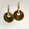 Tiger's Eye Hoop Earrings, 18mm diameter, 30mm length
