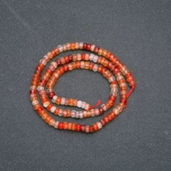 Carnelian Rondelle Beads on Thread, diameter 4x2.5mm, length 39 cm