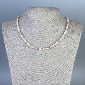 Opal necklace with faceted cubes 4x4mm, length 45 cm, with clasp