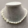 Mother-of-Pearl Grain Choker, diameter 5.5x9 mm, heart 12x12x4 mm, silver-tone metal, length 35-42 cm, with extension chain
