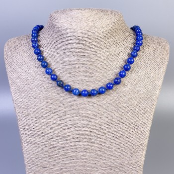 Lapis Lazuli Necklace (synthetic) Smooth Beads, 8mm diameter, 45 cm length with clasp