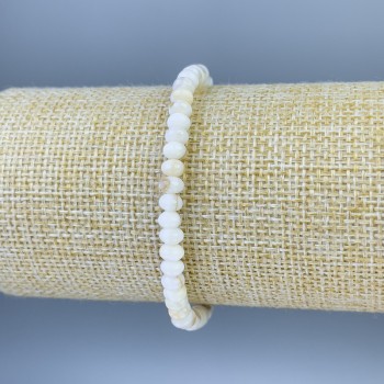 Mother-of-Pearl Rondelle Bracelet, 5×3 mm, 18 cm long, stretch