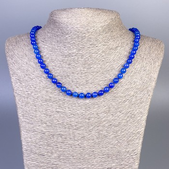 Lapis Lazuli Necklace with Acrylic Beads, Smooth 6mm Beads, 50 cm Length, with Clasp