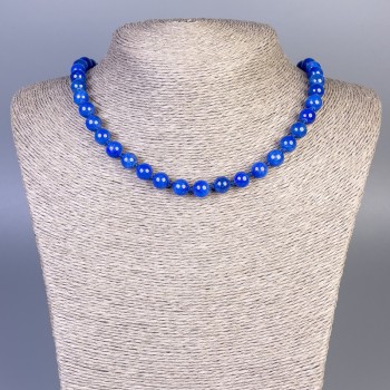 Lapis Lazuli Necklace (synthetic acrylic) smooth beads, 8.5 mm diameter, 50 cm length, with clasp