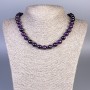 Purple Cat's Eye Beaded Necklace, smooth beads, 10mm diameter, 45cm length with clasp