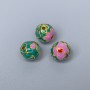 Cloisonné Bead Purple-Lilac and Green Enamel, 10mm diameter, 2mm hole, gold-tone metal, 1 pc