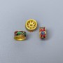 Cloisonné Rondelle Bead - Red, Green, Blue Enamel, 8x4mm, Gold-tone Metal, 1 pc