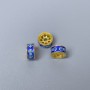 Cloisonné Rondel Bead, Blue-Azure Enamel, 8x4 mm, hole diameter 1.8 mm, gold-tone metal color, 1 piece