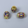 Cloisonné Barrel Bead with Enamel, Gold-Tone Metal, 8×10 mm, 1.5 mm Hole, 1 pc