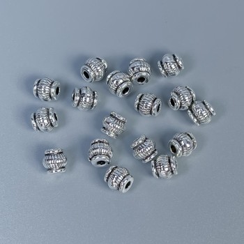 Bead Insert Findings, Silver Metal Color, 5×5 mm Diameter with Approx. 1.8 mm Hole, Packaging 40 pcs