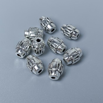 Bead Insert Findings, Silver-Tone Metal Color, 7×9 mm Size with Hole About 1.8 mm, Packaging 20 g (~15 pcs)