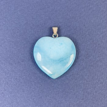 Aquamarine Heart Pendant (Toned) 25x25x8x30mm+