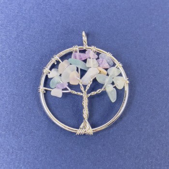 Pendant Tree of Life with Natural Fluorite Gem 31×36 mm+