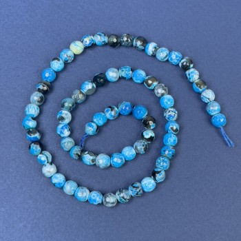 Agate beads on thread, faceted round beads, diameter 6mm+-, length 36cm +