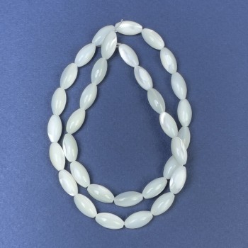 Grain-shaped Mother-of-Pearl Beads on Beading Thread, 12x6 mm, 38 cm length