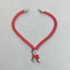 Textile bracelet base, diameter 5.5 mm ± red color with metal insert, diameter 8 mm ± silver metal, length 10.5 cm ±