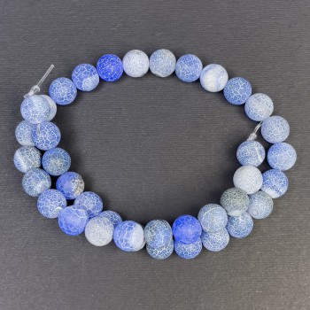Blue Frost Agate Beads, natural stone, smooth round beads, diameter 10 mm ±, hole diameter 1 mm ±, length 38 cm ±