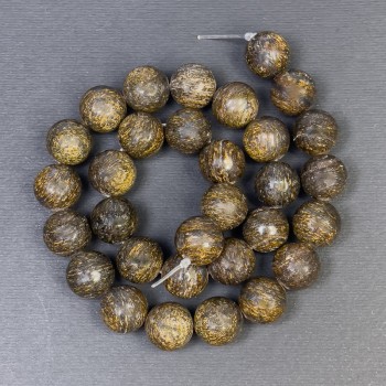 Bronzite Beads - Natural Stone, Smooth Sphere, 12.5 mm diameter, hole 1.5 mm, length 38 cm