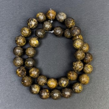 Bronzite Beads, Natural Stone, Smooth Round Beads, Diameter 10.5 mm ±, Hole Diameter 1.5 mm ±, Length 38 cm ±