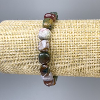 Jasper bracelet, tumbled, 10x9mm, length 18 cm, stretch