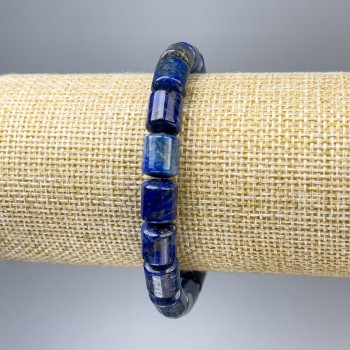 Lapis Lazuli Bracelet with Cylindrical Beads, 12×8 mm, Stretch, 18 cm