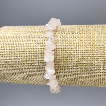 Rose Quartz Chip Bracelet, 8–10×4 mm chips, 18 cm length, stretch