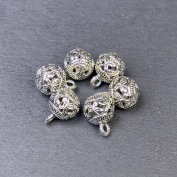 Pendant findings, Silver color, diameter 8x11mm, packaging 6 pcs