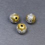 Bead-insert findings in silver-gold metal color, 10x10 mm diameter ±, hole diameter 2 mm ±, packaging 3 pcs