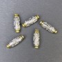Bead-inlay fittings in silver- and gold-tone metal, size 19.5×6 mm, hole diameter 2 mm ±, price per piece