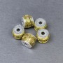 Bead insert findings in silver-tone and gold-tone metal, 11 x 8.5 mm, hole diameter ~3 mm