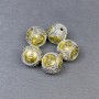 Bead insert findings, silver- and gold-colored metal, 11×11 mm diameter with approx. 2 mm hole, price per piece