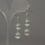 Cat's Eye Bead Earrings, 10mm ± light gray color, length 42mm+