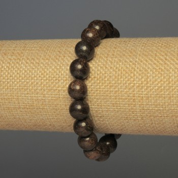 Bronzite Bracelet with Smooth Beads, 10 mm Diameter, about 18 cm, Elastic