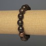 Bronzite Bracelet with Smooth Beads, 12 mm Diameter, 18 cm Length, Elastic (Stretch)