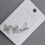 Cafe-style stud earring for pierced ears in silver-tone metal, 14x38 mm ± white crystals