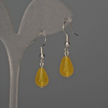 Earrings with tinted quartz teardrop 8×12 mm, length 32 mm