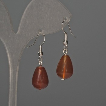 Earrings Carnelian drop 10x15mm, 35mm length