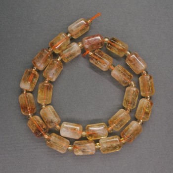 Citrine natural stone beads — faceted cylinder beads, 8×13 mm ±; seed beads, 4 mm ±; length 40 cm ±