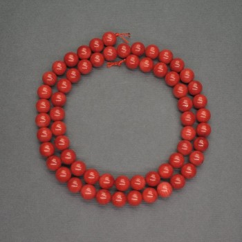 Natural red coral beads, smooth spheres, 6 mm diameter, 40 cm length