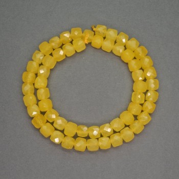 Natural Calcite Beads - Faceted Cubes, 7 mm Diameter, 39 cm Length
