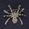 Spider Brooch with White and Black Crystals, Silver Metal 29x29mm+