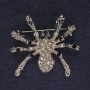 Spider Brooch with White and Black Crystals, Silver Metal 29x29mm+