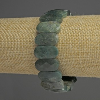Bracelet Moss Agate Faceted Links, Diameter 204×10 mm ±, Length 18 cm ±, Stretch