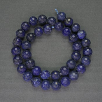 Lapis Lazuli Beads, Smooth Round, 10 mm Diameter ±, On Cord, Length 38 cm+