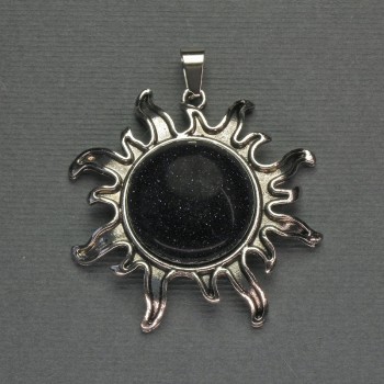 Sun Pendant with Aventurine Night of Cairo 42mm ±, length 48mm ±, silver-tone metal
